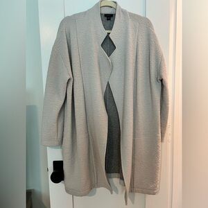 Ann Taylor Factory Light Gray Open-Front Textured Cardigan